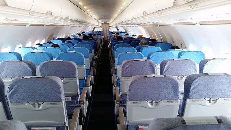 an airplane with rows of seats