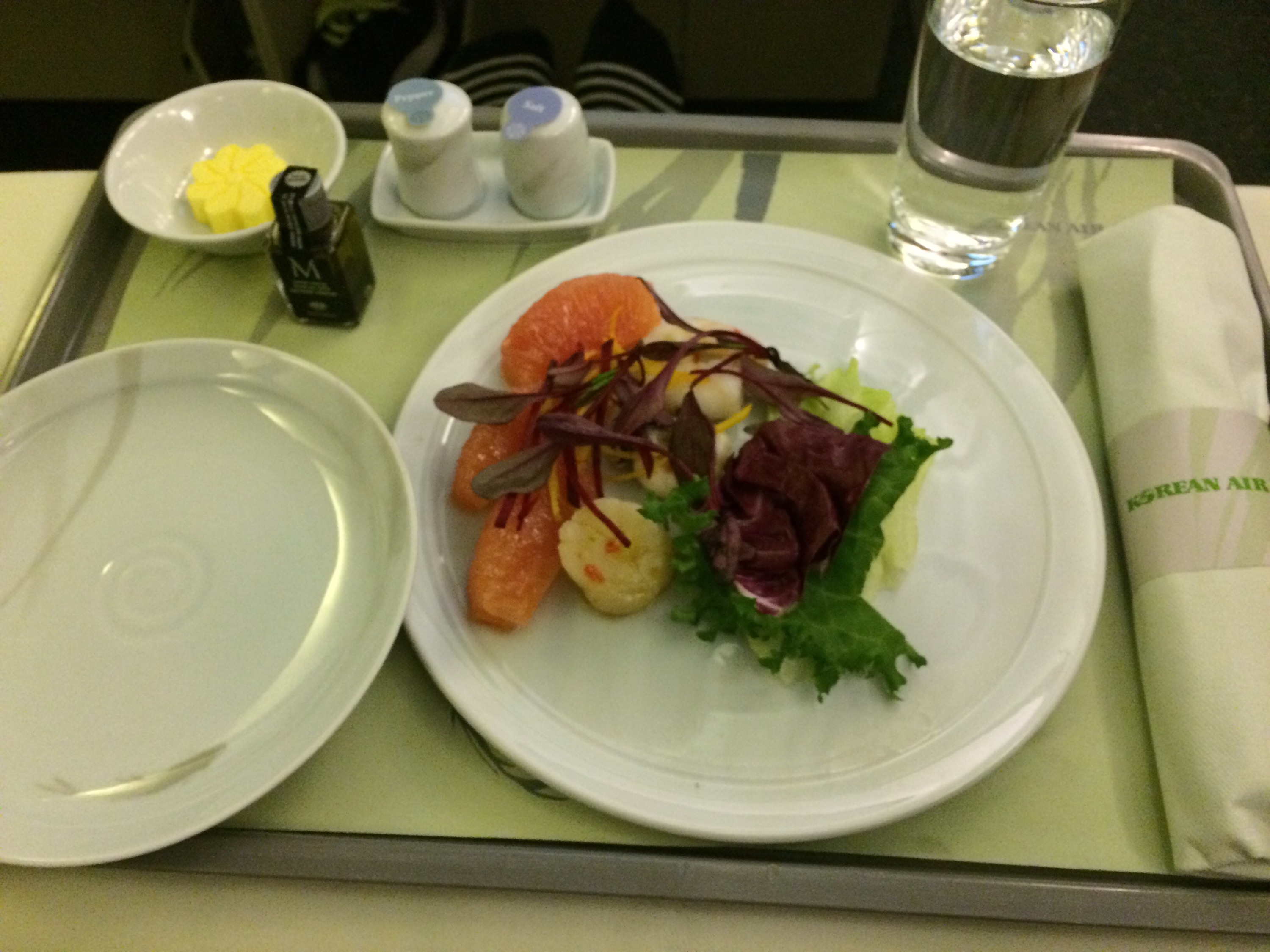 a plate of food on a tray