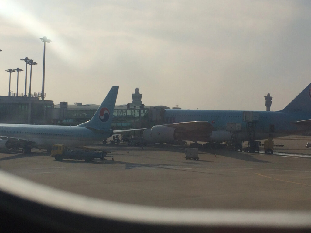 a plane parked at an airport