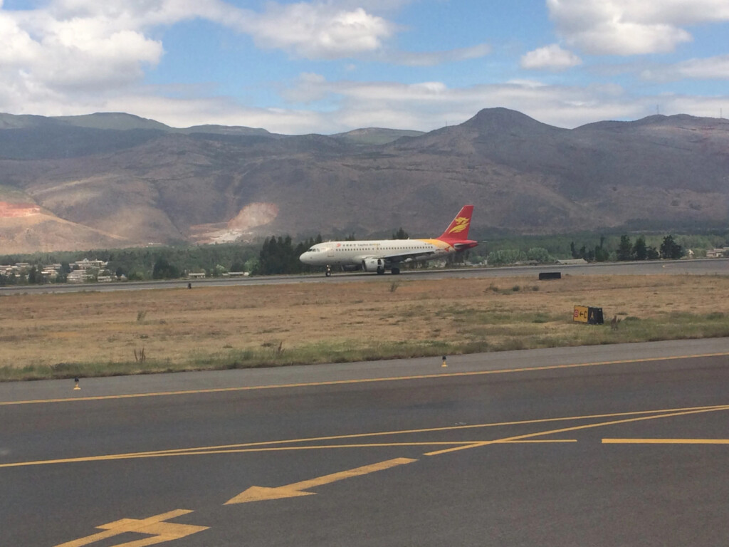 a plane on the runway