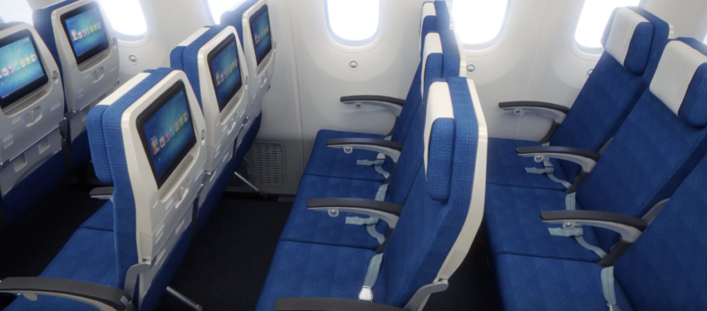 a row of seats in an airplane