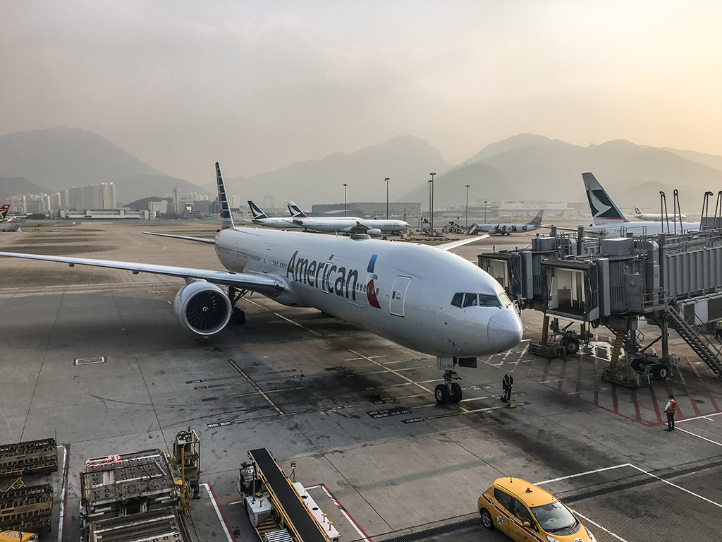 an airplane parked at an airport