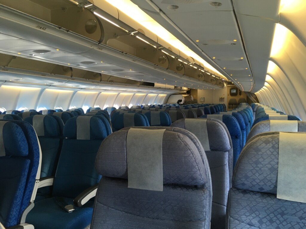 a row of seats in an airplane