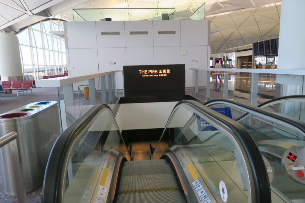 an escalator in a building