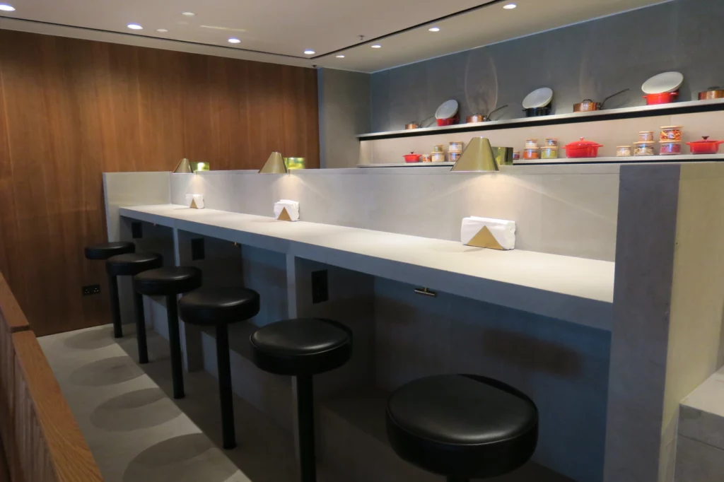 a row of stools in a restaurant