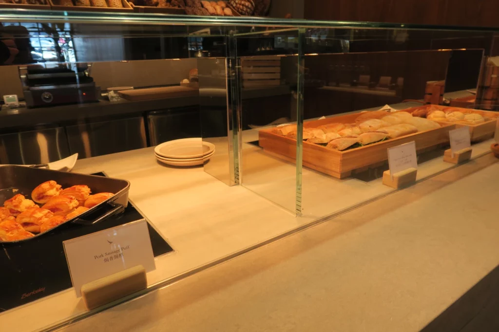 a display case with food on it