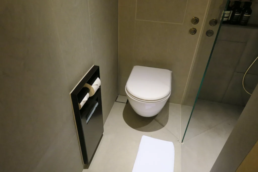 a toilet in a bathroom