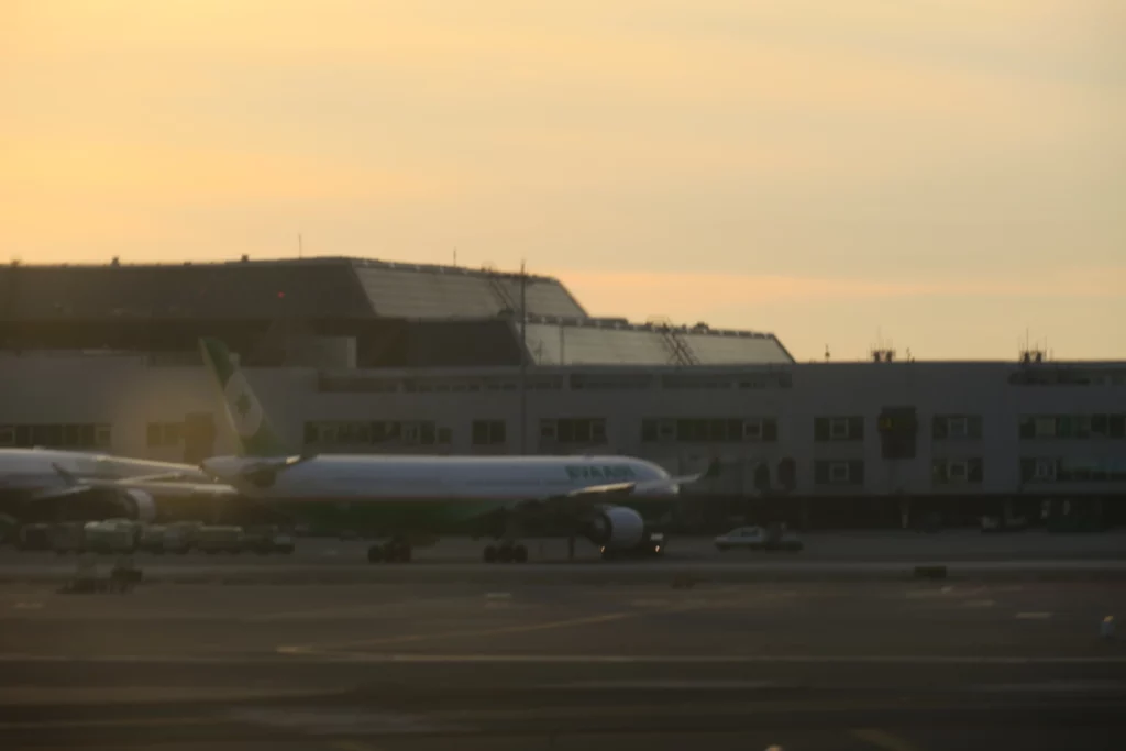 a plane on the runway