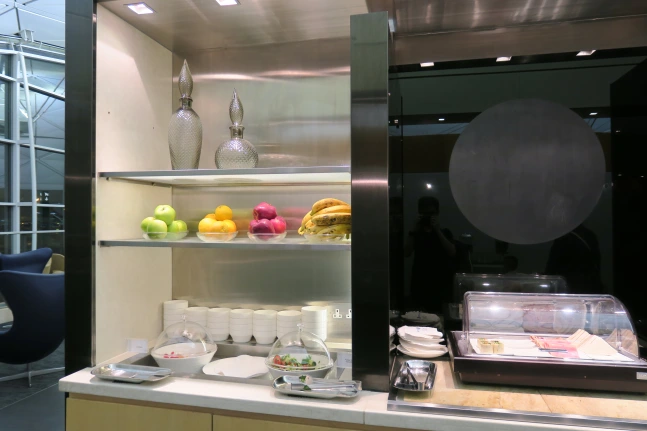 a shelf with food on it