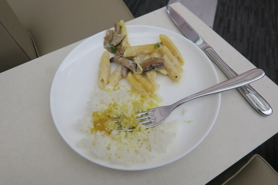 a plate of food with a fork and knife