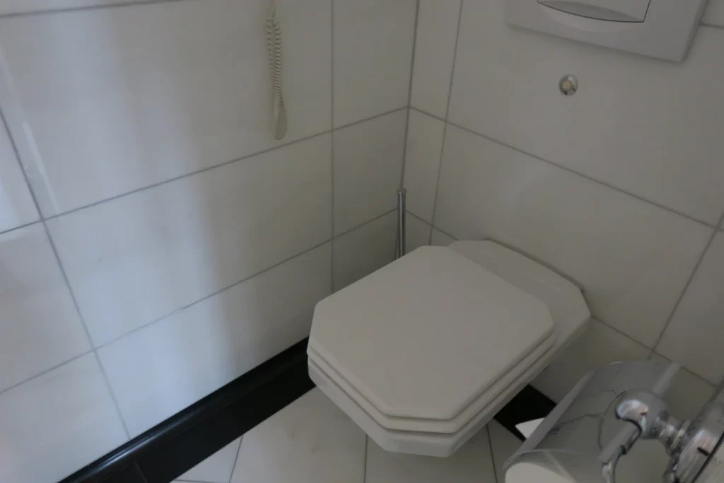 a toilet in a bathroom