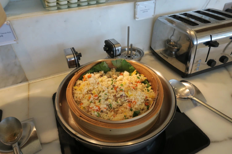 a bowl of rice on a stove