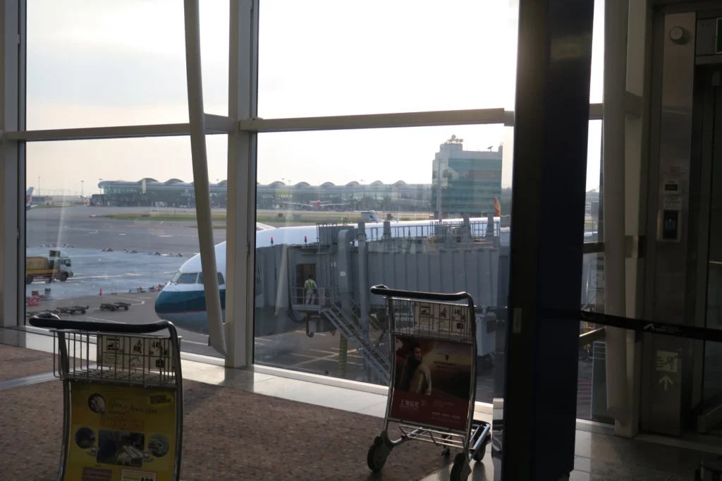 a luggage cart in a terminal