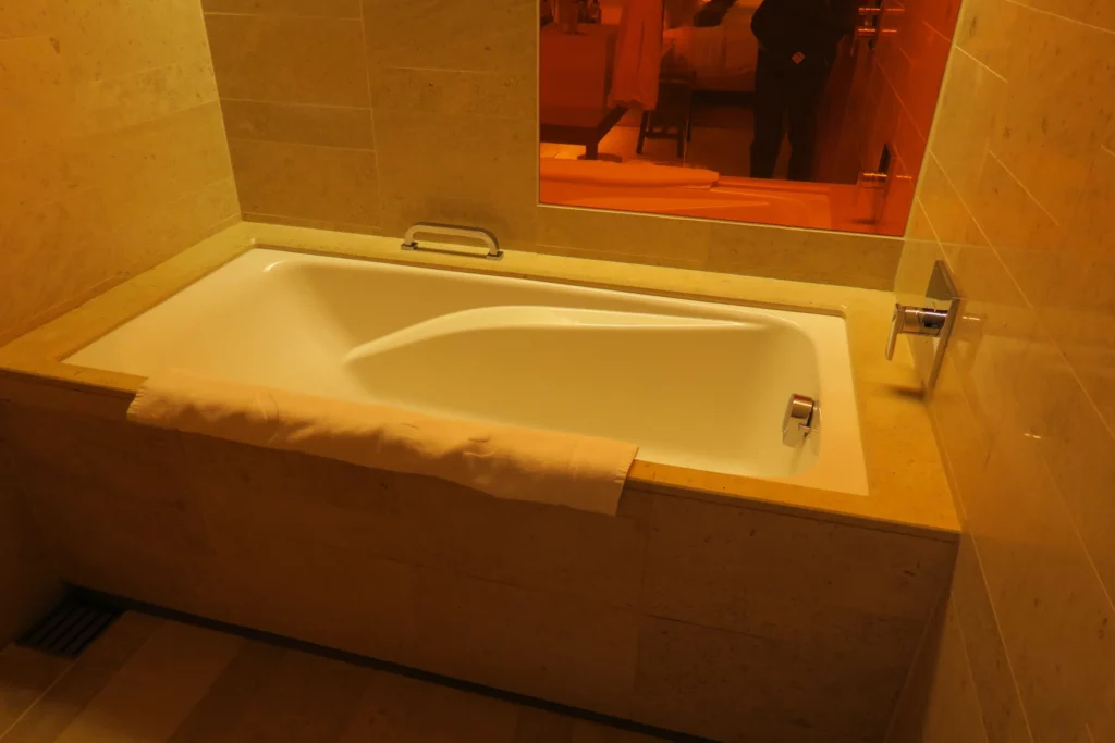 a bathtub in a bathroom