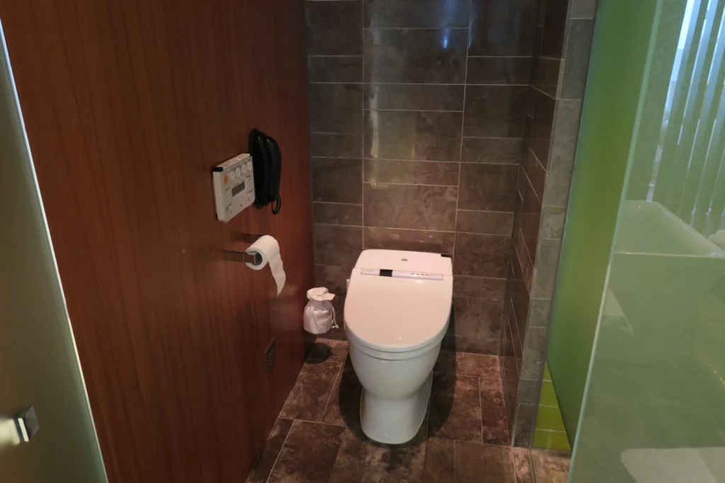 a toilet in a bathroom