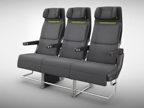 a row of seats with armrests