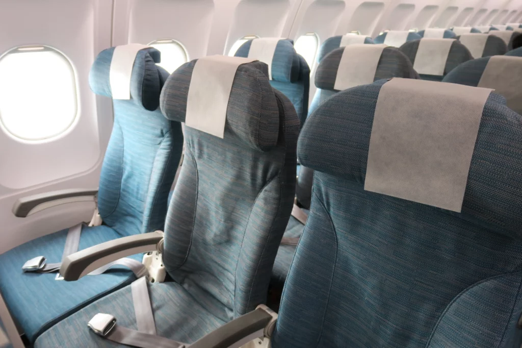 a row of seats in an airplane