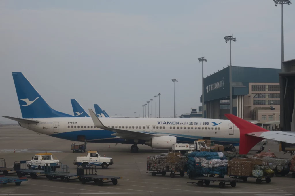 a plane parked at an airport