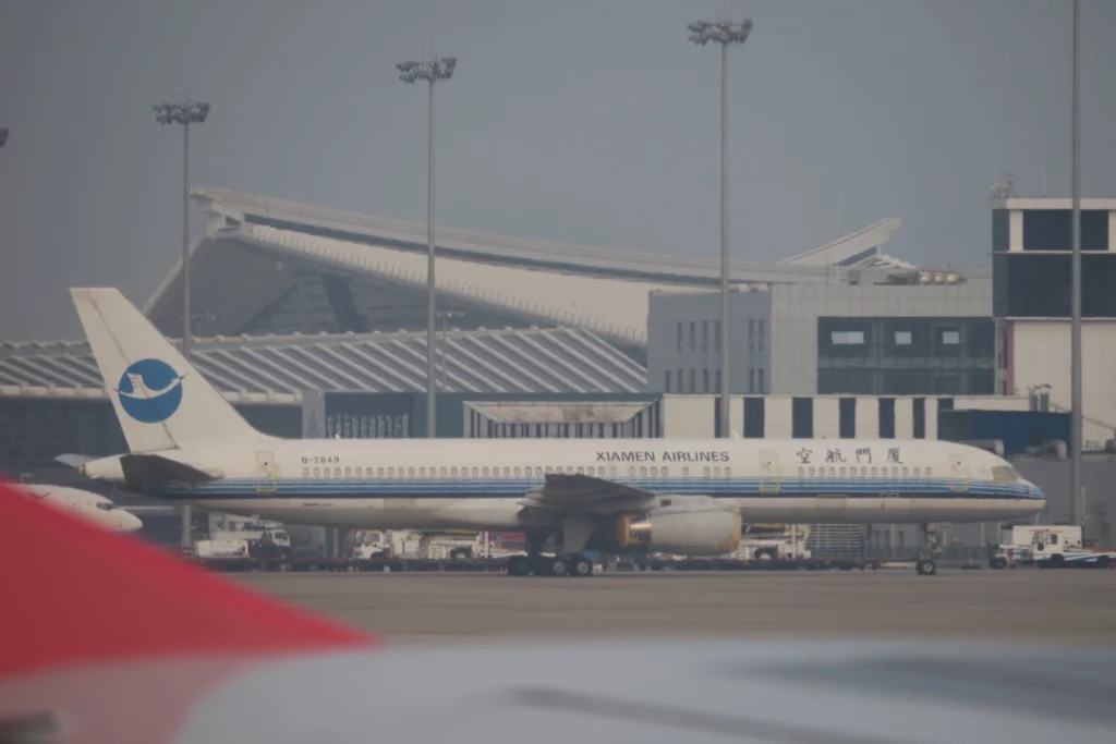 a plane on the runway