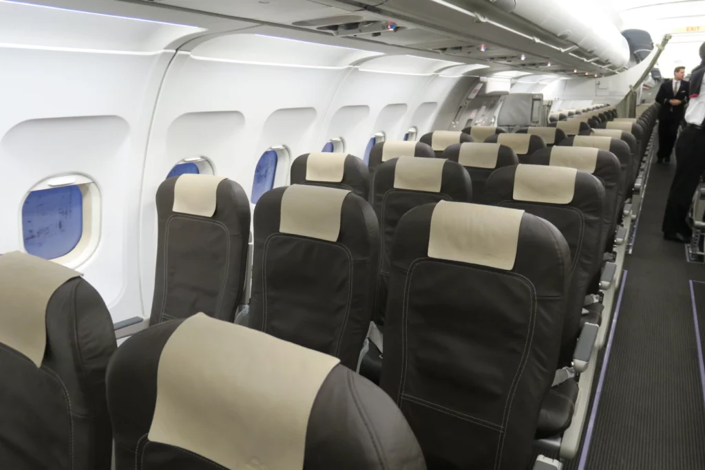 a row of seats in an airplane