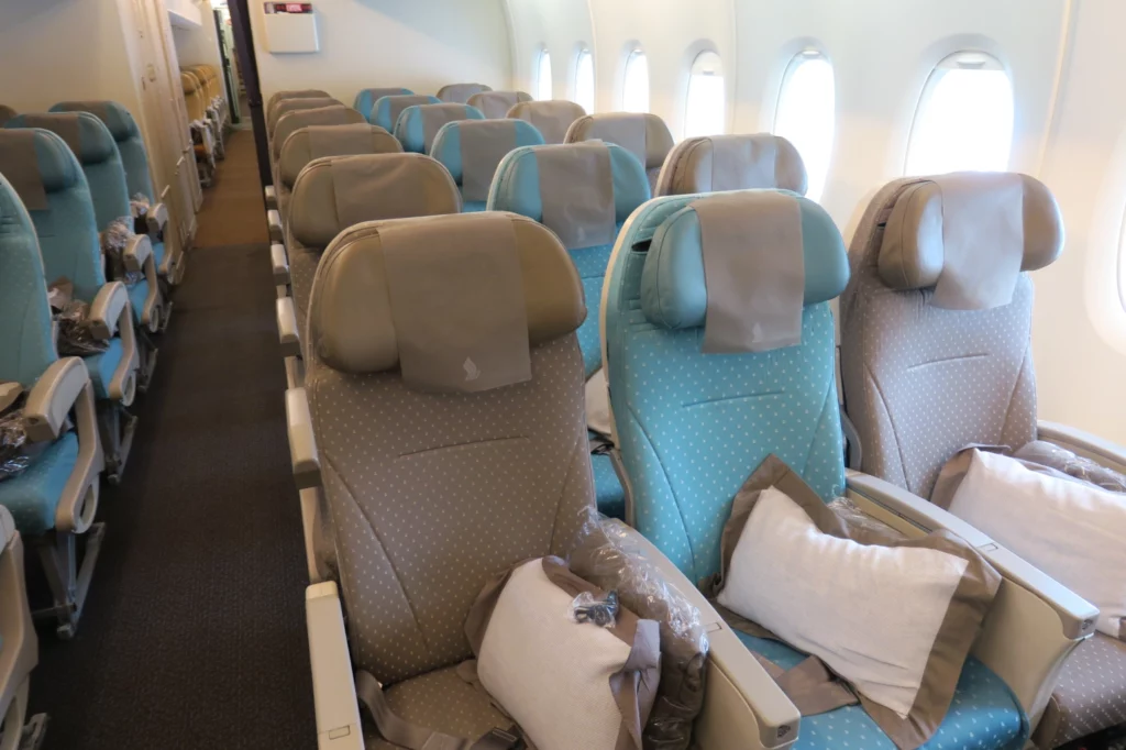 a row of seats on an airplane