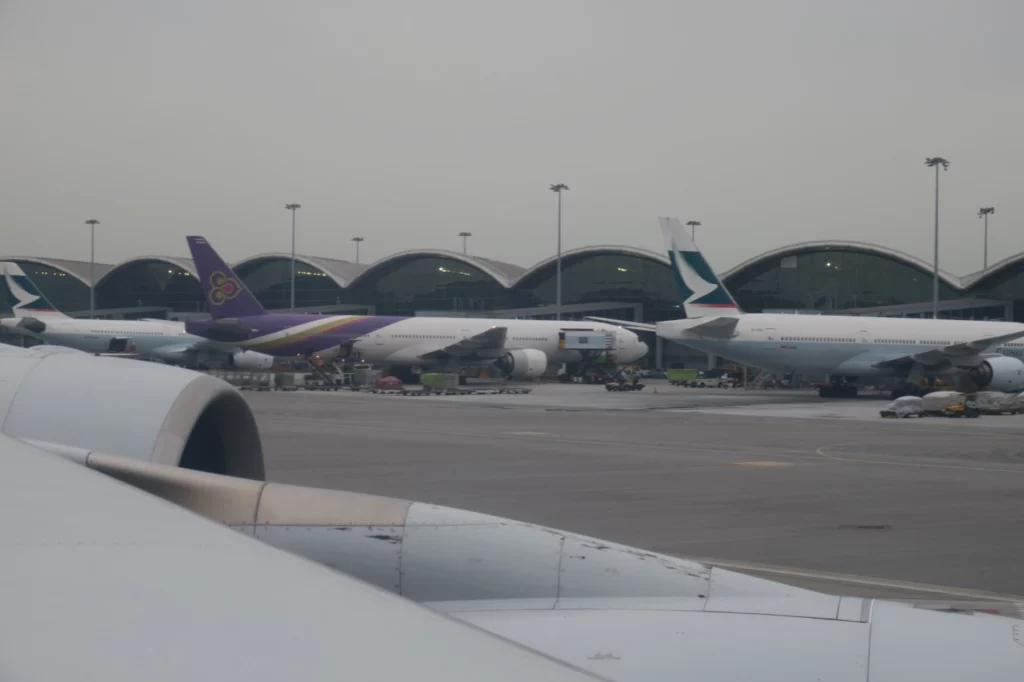 airplanes parked at an airport