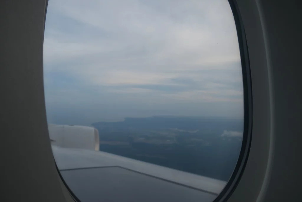 a view of the sky from an airplane window