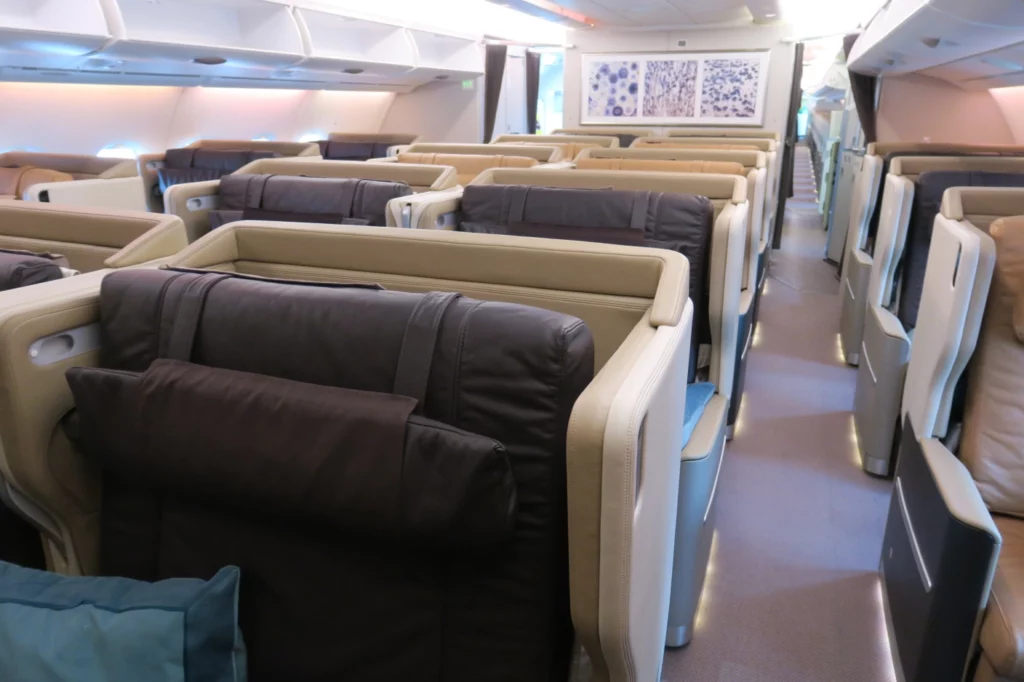 a row of seats on a plane