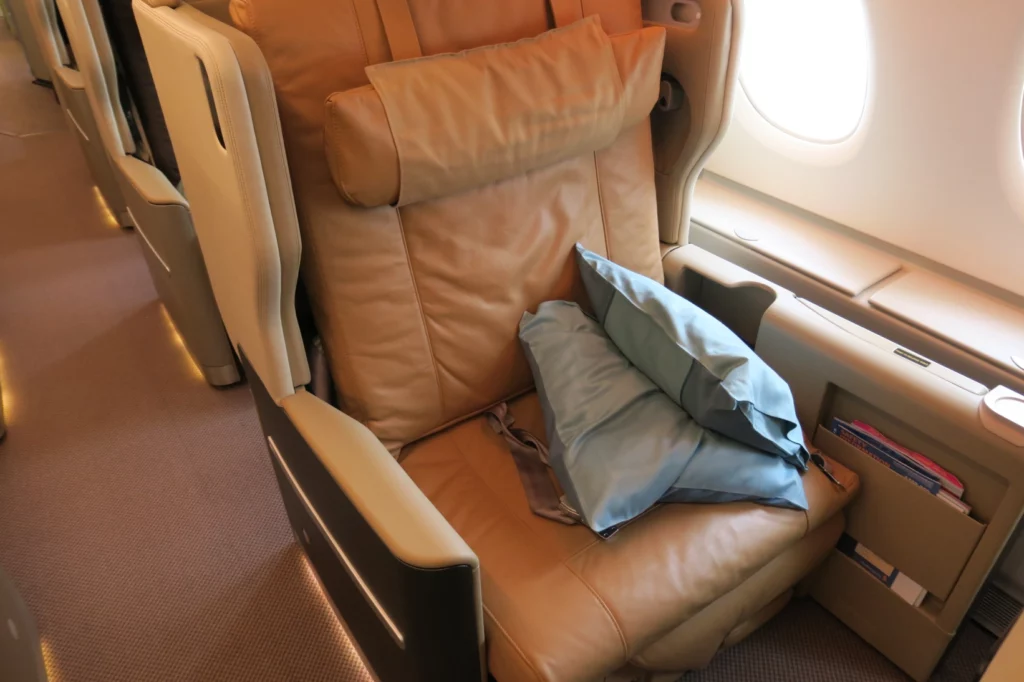 a seat in an airplane