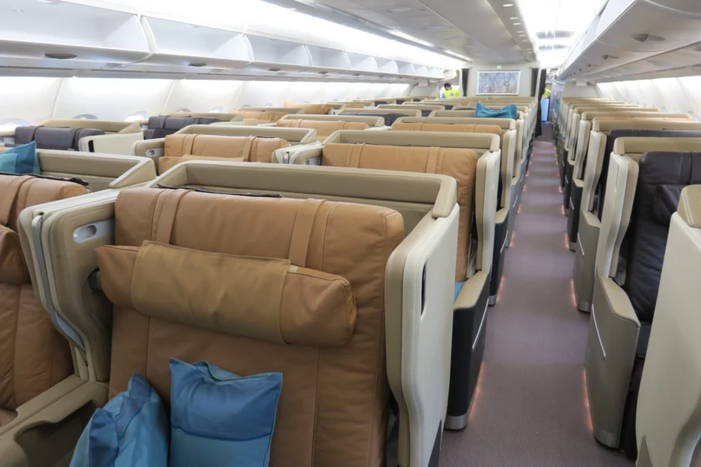 a row of seats on an airplane