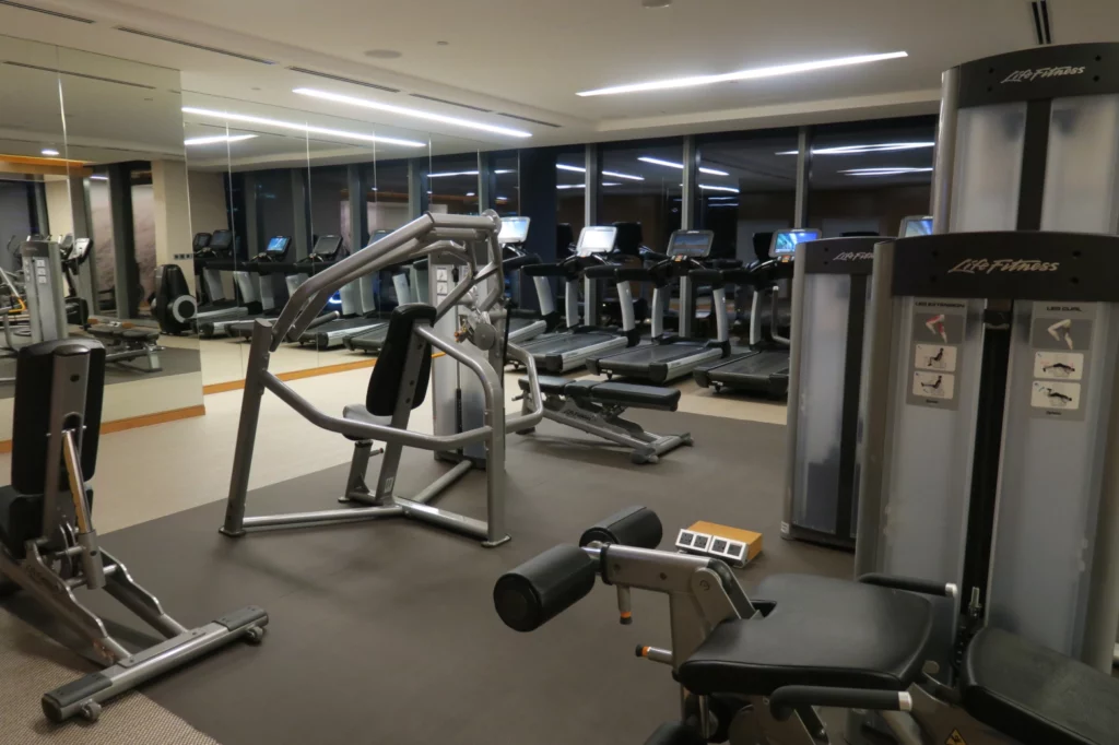 a room with exercise equipment