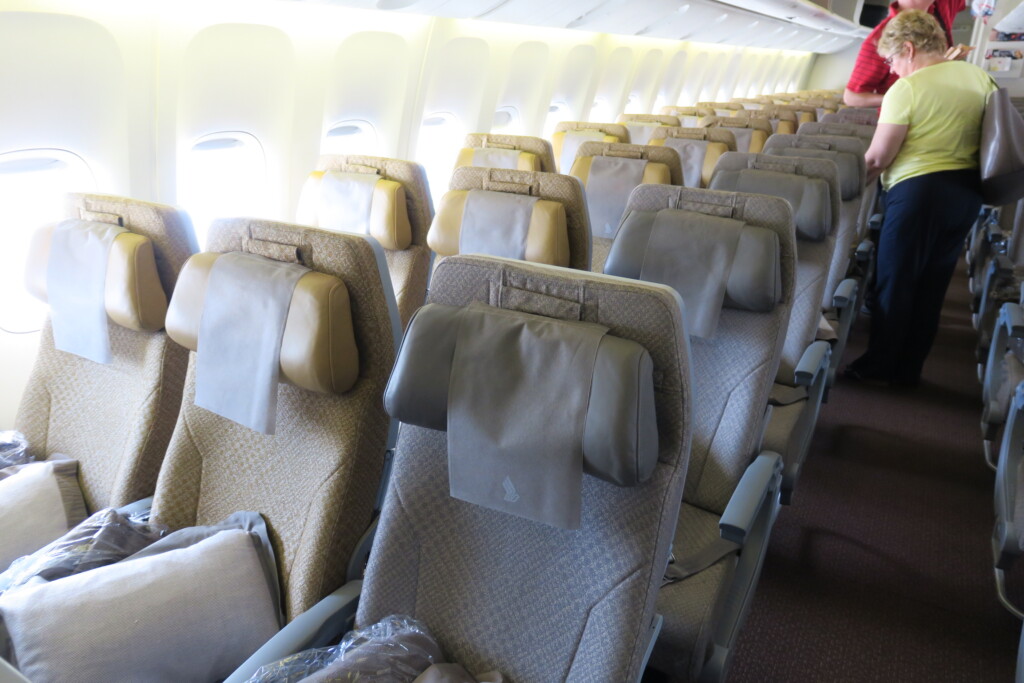 a row of seats on an airplane