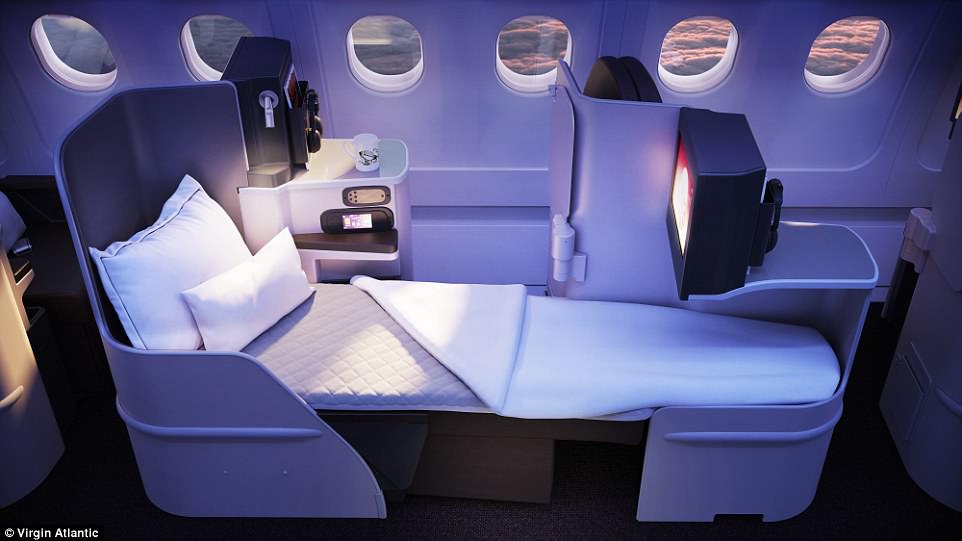 a bed in a plane