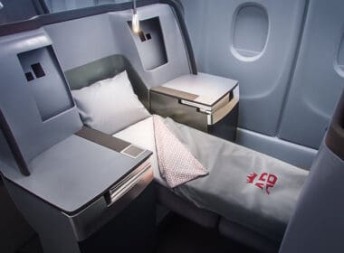 a bed in a plane