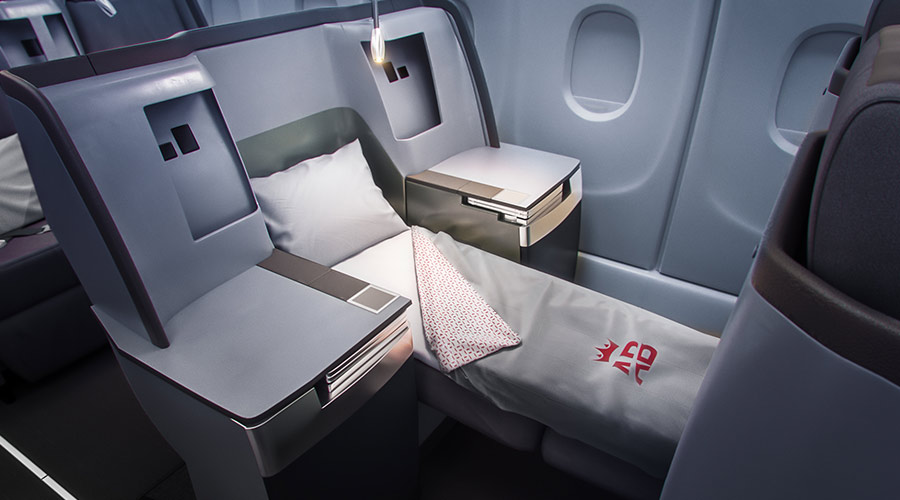 a bed in a plane