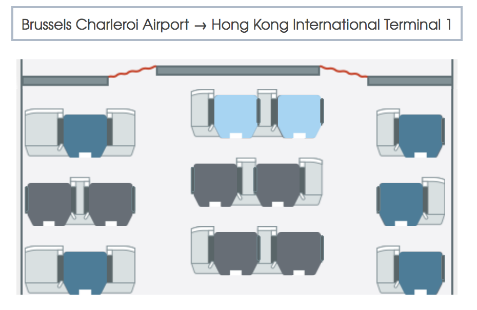 a map of seats and a line of red