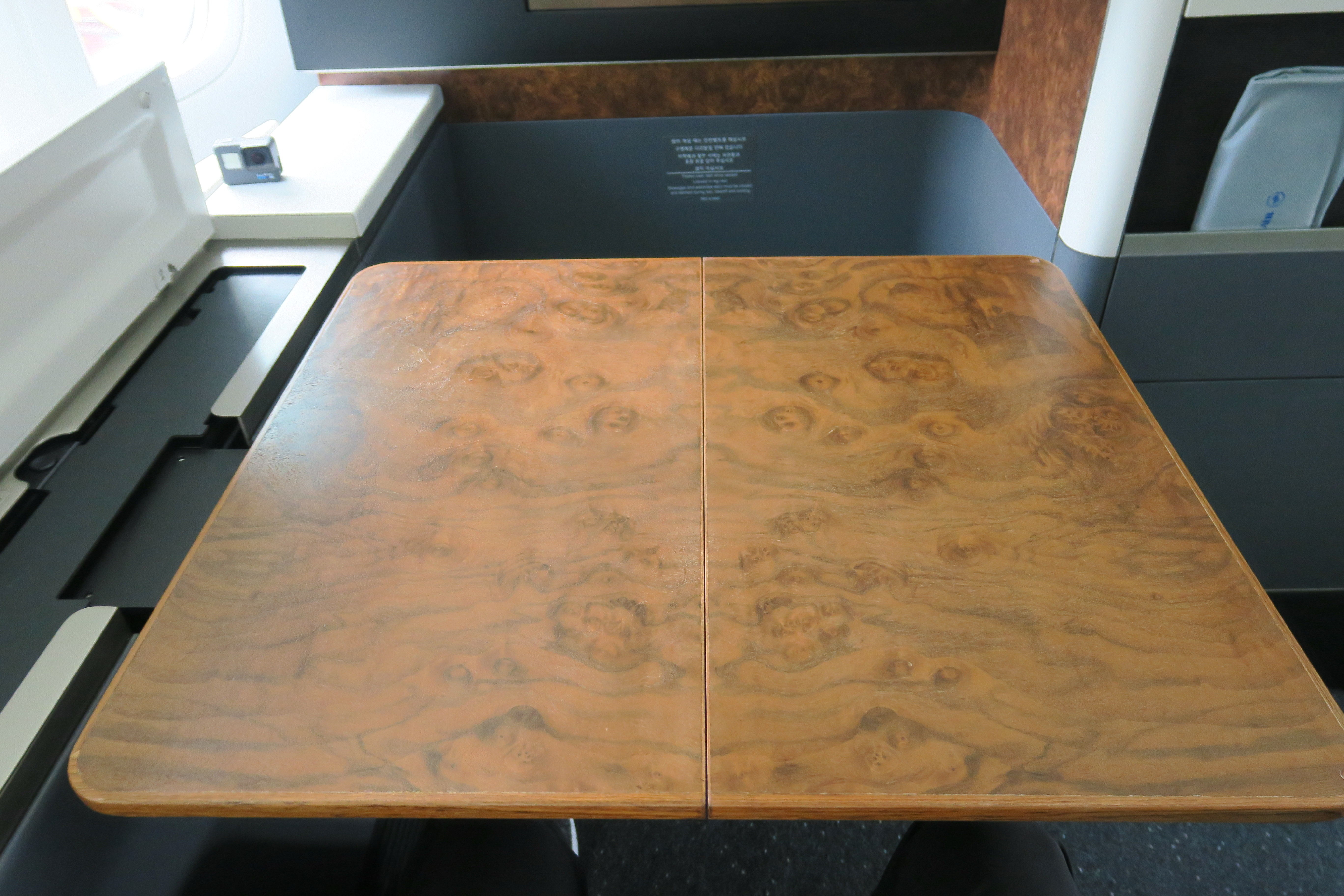 a table with a wooden surface