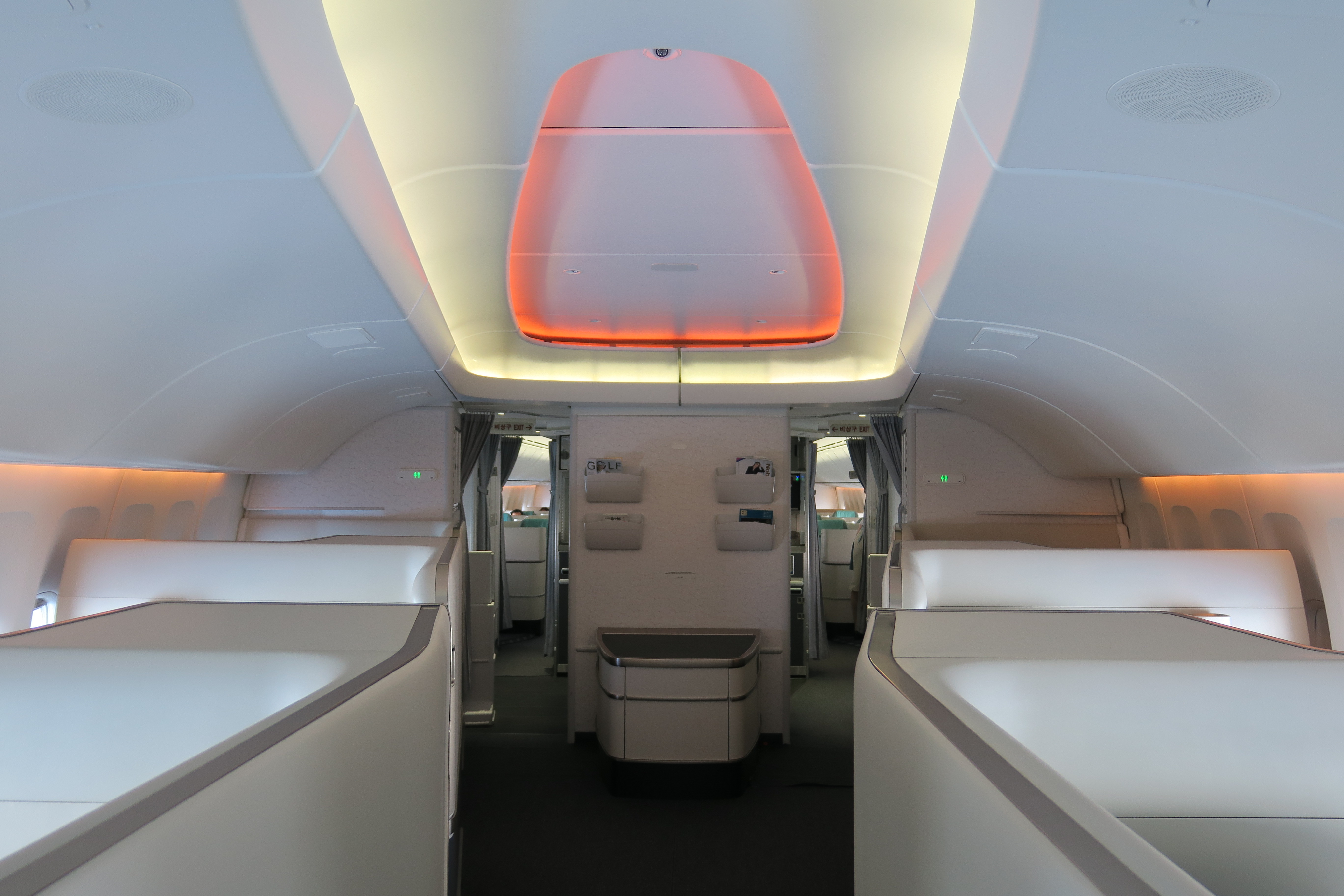 a white interior of an airplane