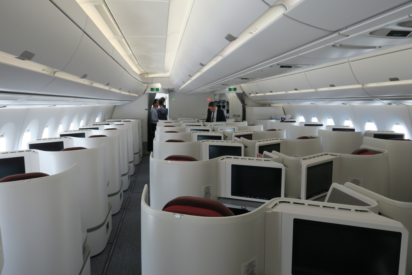 a plane with rows of computers