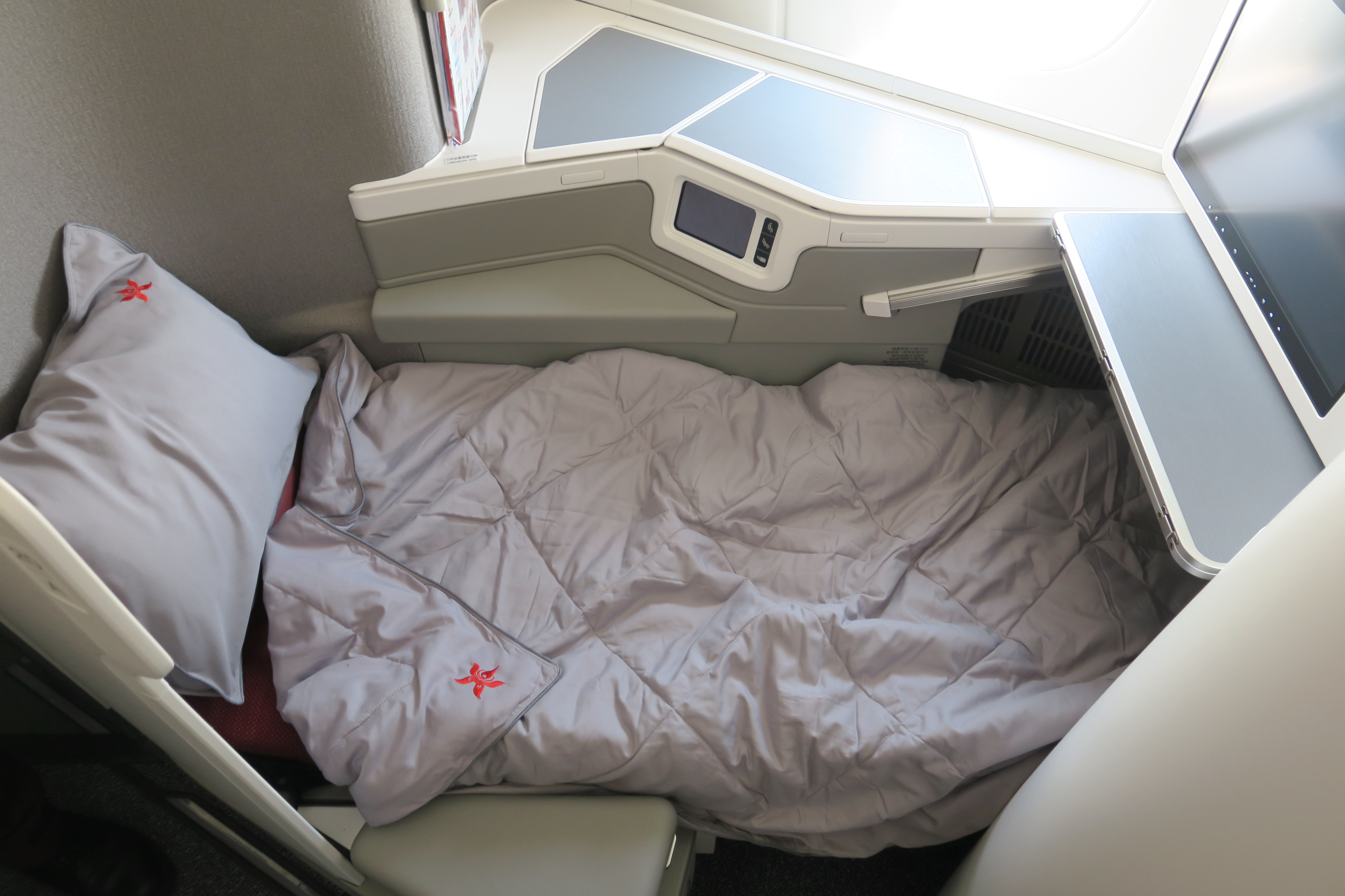 a bed in a plane