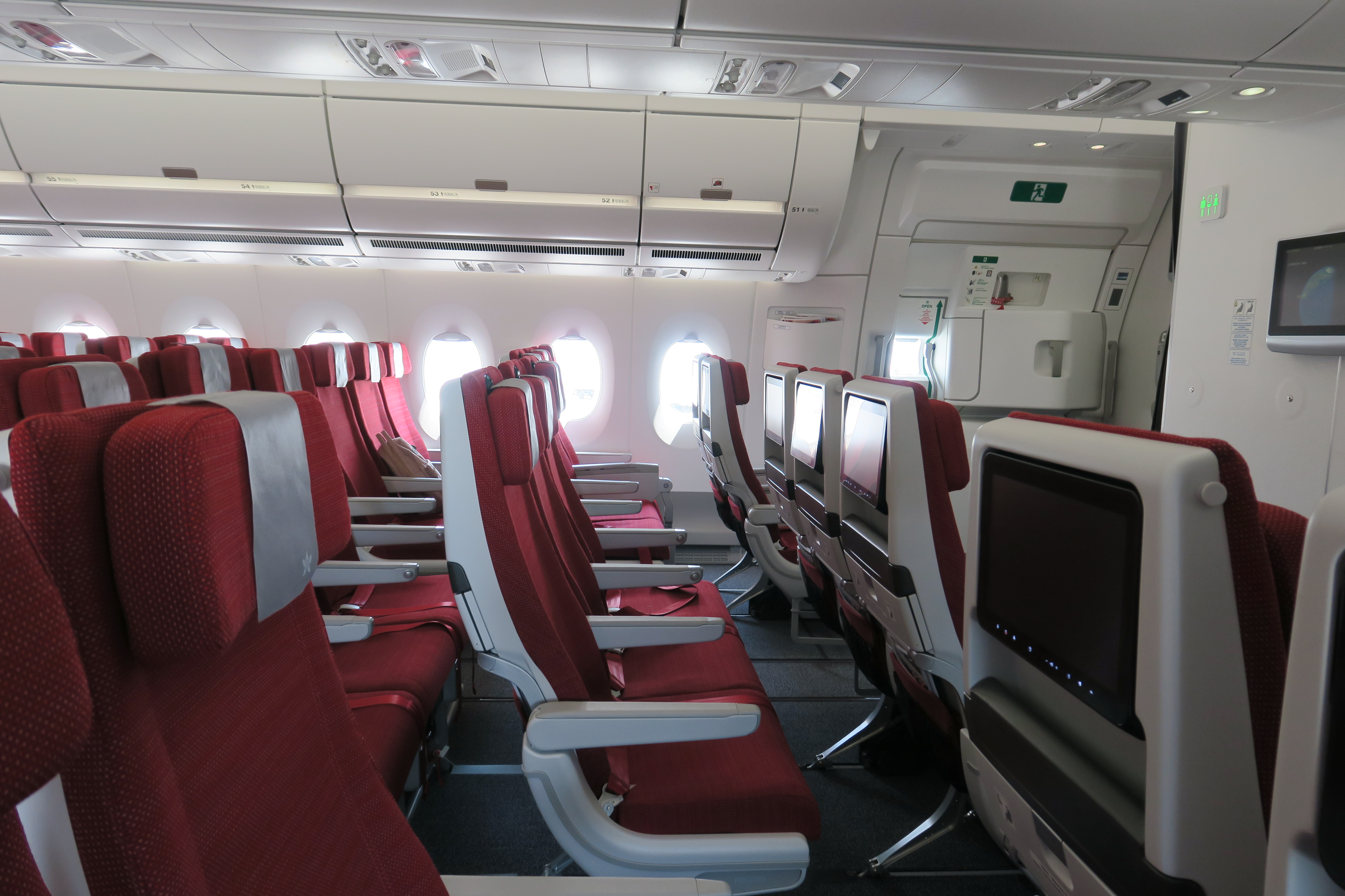 a row of seats in an airplane