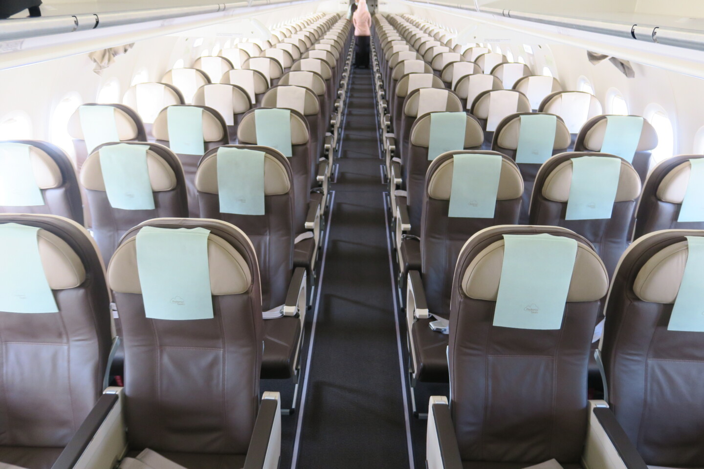 a row of seats on an airplane