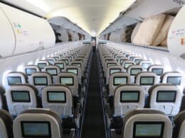 rows of seats in an airplane