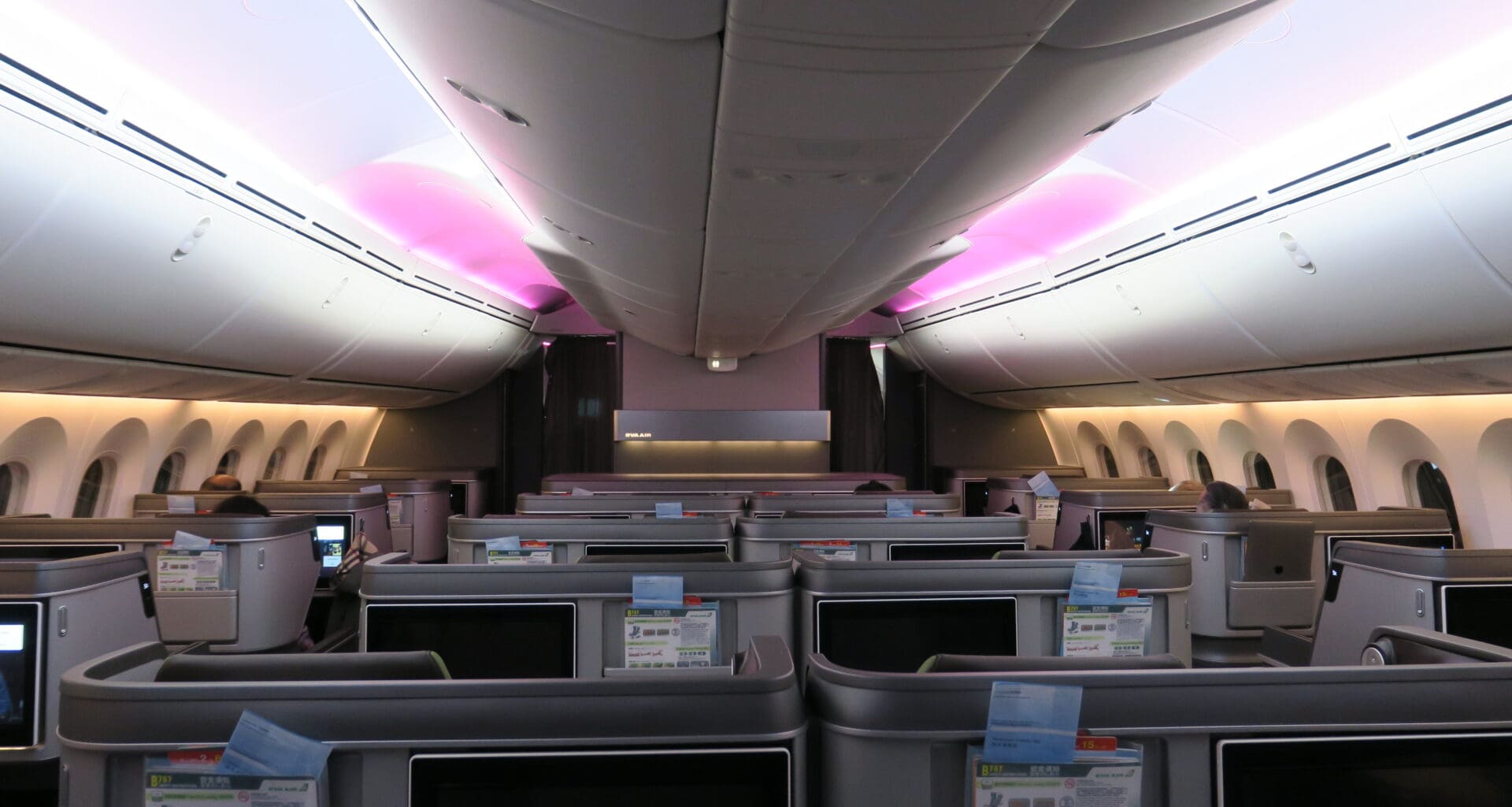 an airplane with seats and windows