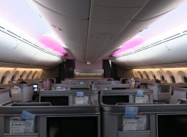 an airplane with seats and windows
