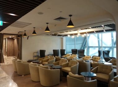 a room with chairs and tables