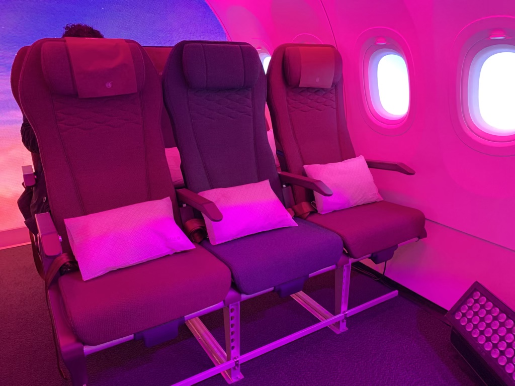 a row of seats in an airplane