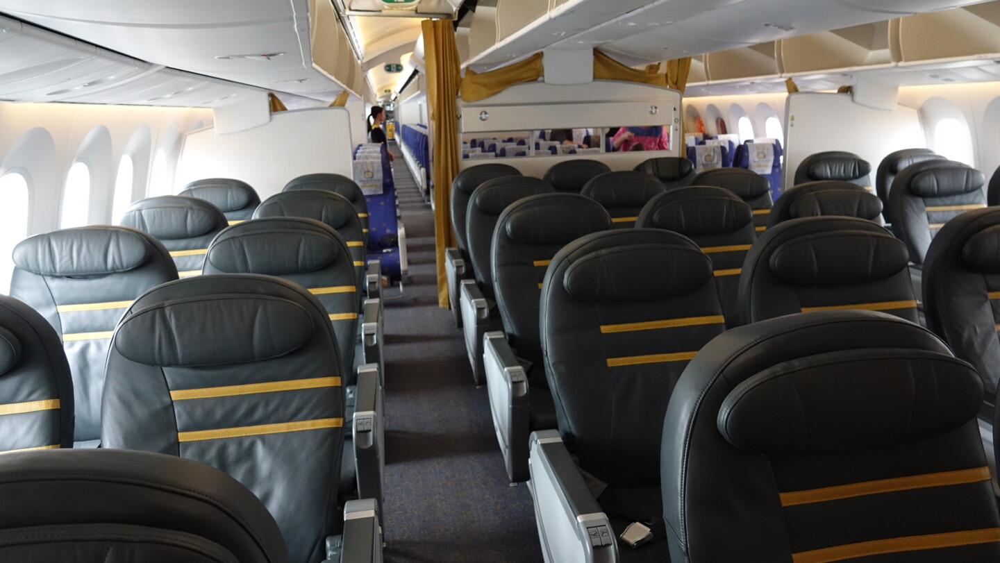 a row of seats in an airplane