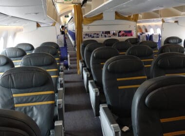 a row of seats in an airplane