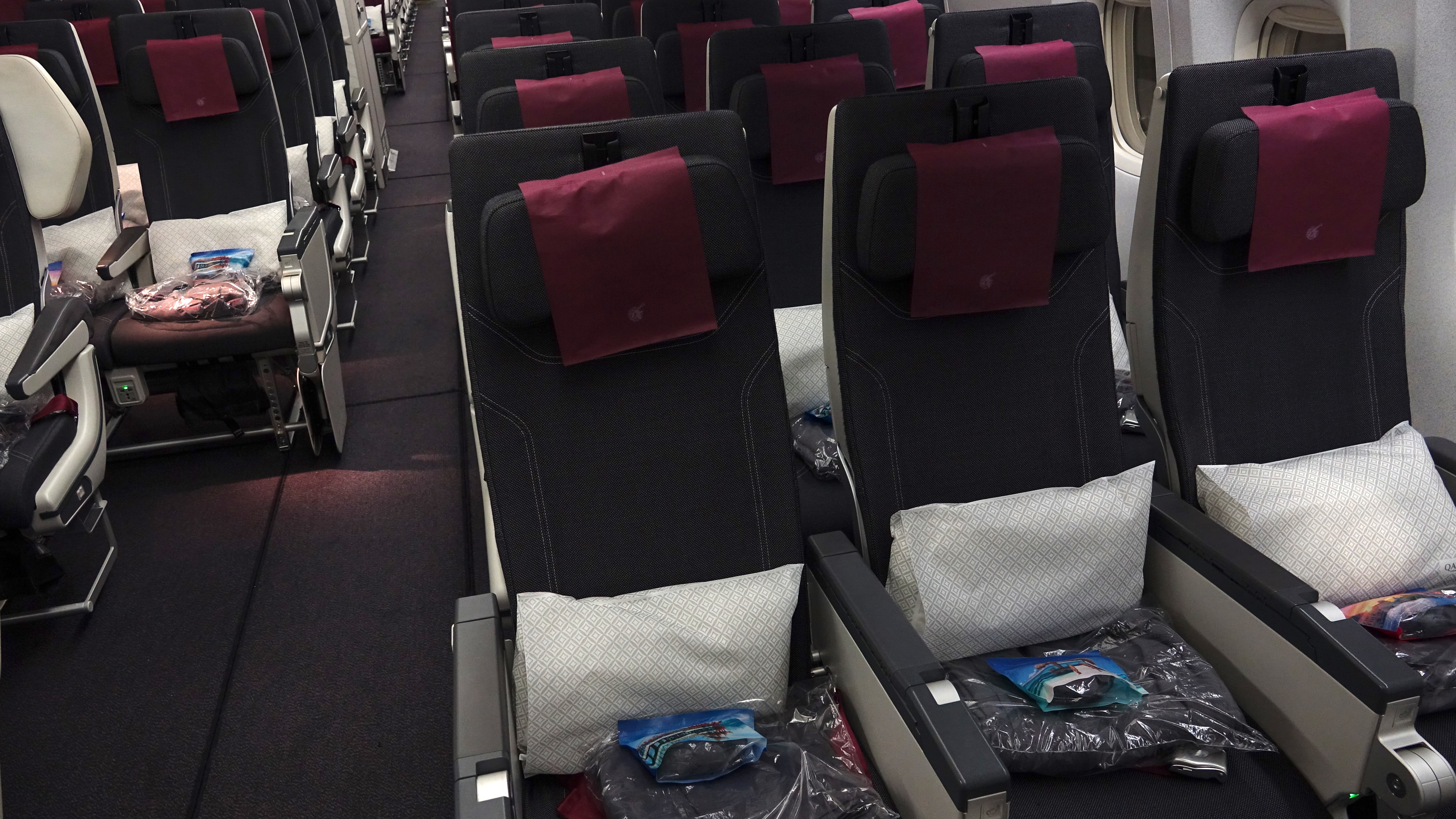 a row of seats on an airplane